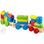 Trenulet din lemn cu cuburi colorate de tras- My First Train Woddy